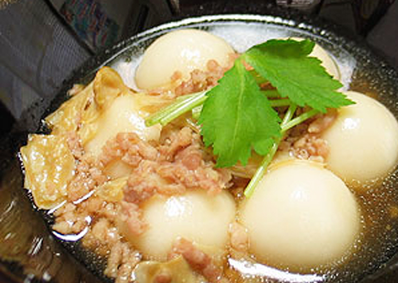 豆腐白玉と湯葉の鶏そぼろあん